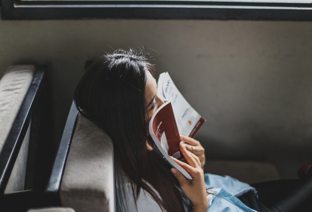 woman reading a book