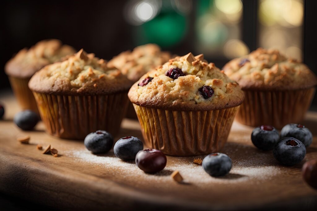 blueberry muffin, writing on the go